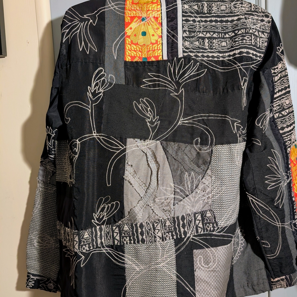 Chico's Black And Gray Patchwork Jacket - image 6